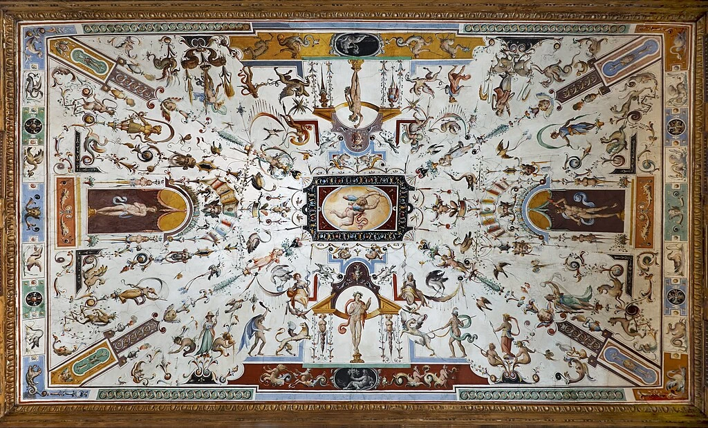 312-grottesche della volta del corridoio di levante. Il dominio di Eros - Galleria degli Uffizi, Firenze